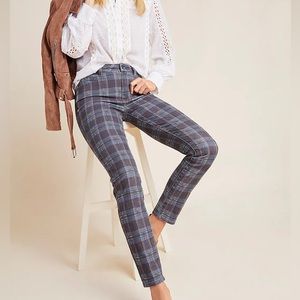 Anthropologie Paige Hoxton Skinny Jeans Plaid Academia Hoxton Ankle Black 30